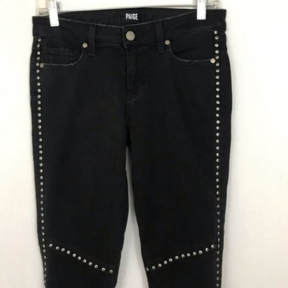 Paige Studded Shiloh Ankle Zip Skinny Jeans D54 - Picture 3 of 7